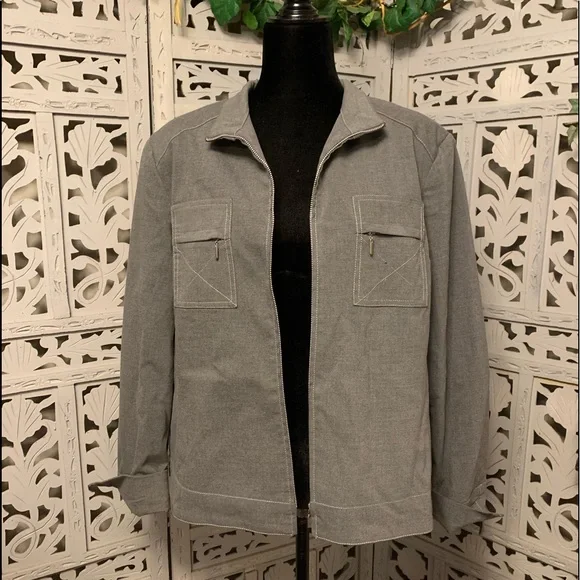 EVAN PICONE REALLY NICE GREY STRETCHY LIGHTWEIGHT LONG SLEEVE ZIP UP JACKET - Picture 1 of 9